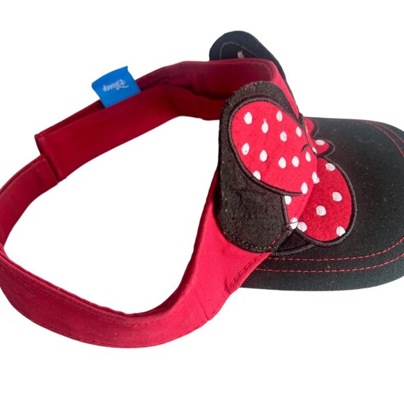 Disney Minnie Mouse Red & Black Visor Hat For Woman or Older Kids - Picture 2 of 11